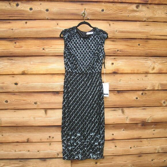 Mac Duggal 5776 Womens HIGH NECK DRESS W/ CRYSTAL FRINGE DETAIL - Picture 5 of 14